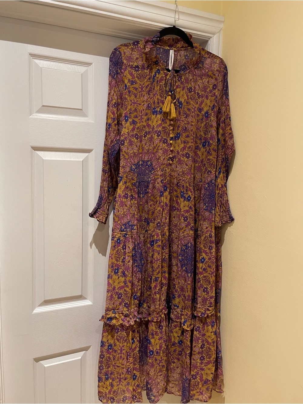 Anthropologie Floral Crinkle Maxi Dress 3X Boho Maximalist